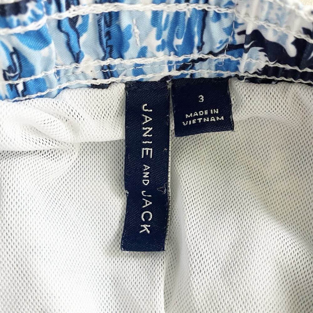 Janie and Jack Swim Trunks Toddler Boy Size 3 3T Tropical Print Palm Trees Blue - Picture 3 of 7